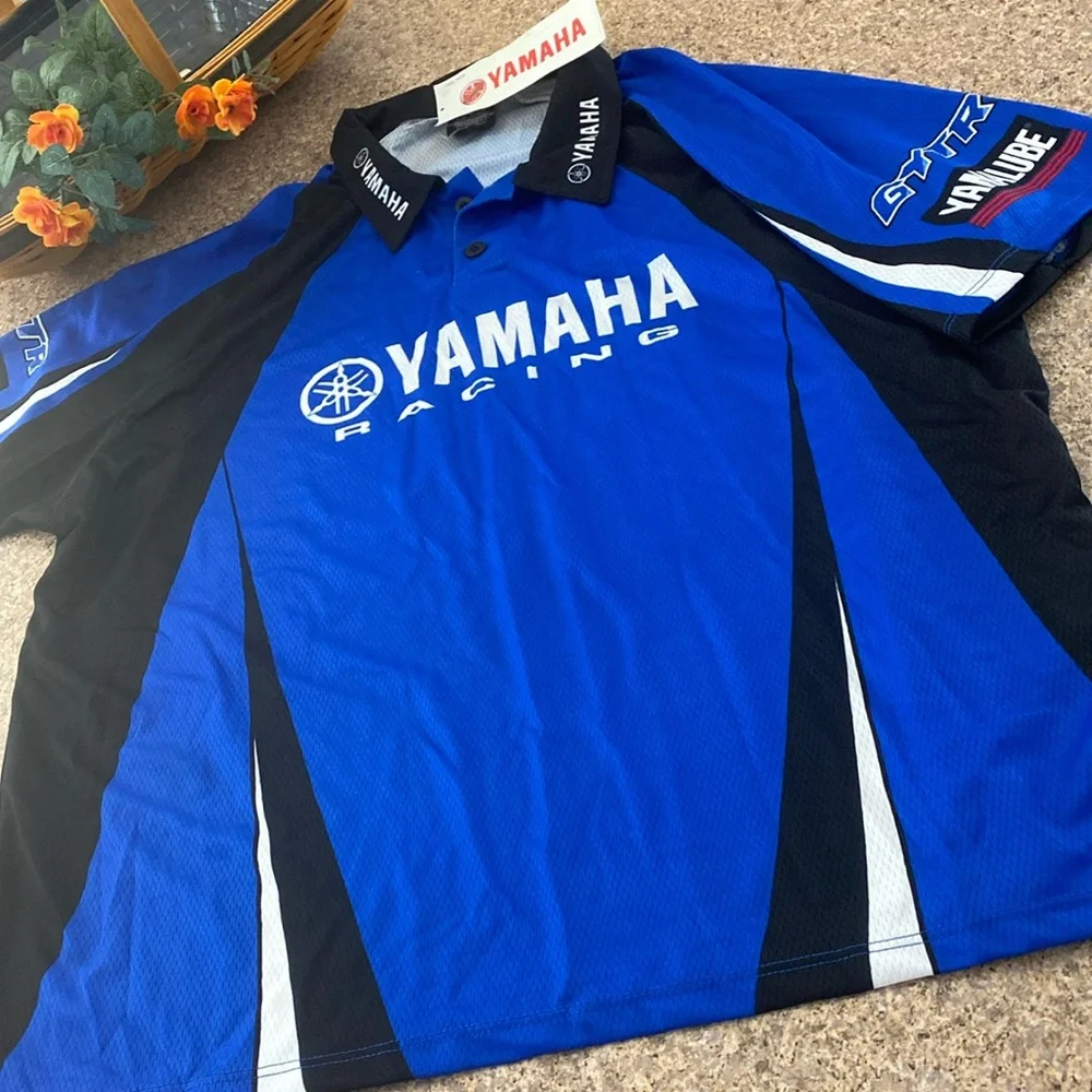 NWT Yamaha Racing Crew Short Sleeve Shirt XXL Blue Black Hot Shoppe Pit USA - Picture 1 of 17